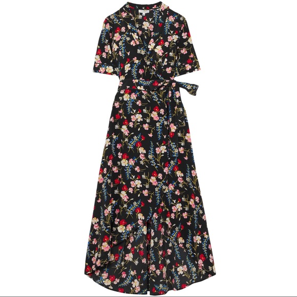 Equipment Imogene silk wrap dress, black floral, S - Picture 10 of 10